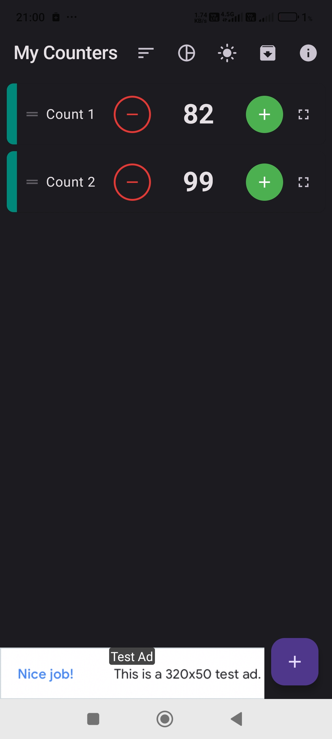 CountUp karanlık tema